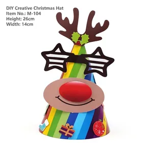 Detail of DIY rainbow striped reindeer Christmas hat with dimensions 26cm by 14cm