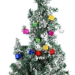 Mini Boîte Cadeau de Noël Holographique Ornements à Suspendre Pour Décoration de Sapin de Noël Mousse Pendentifs Set