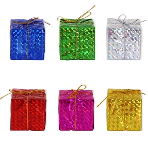 Lot de 6 ornements cadeaux holographiques pour sapin de Noël en couleurs variées