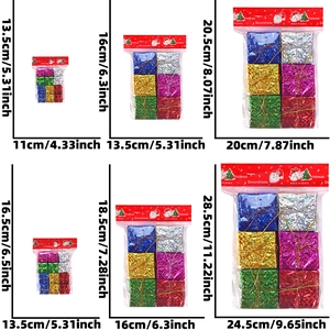Colorful foam Christmas gift box ornaments in various sizes with metallic laser wrapping