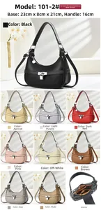 Detailed size specifications for lychee pattern hobo bag with nine color options