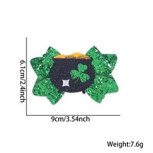 Nœud papillon vert pailleté avec trèfle pour le jour de la Saint-Patrick, 9cm x 6,1cm