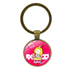 Detailed view of bronze teacher gift keychain with thank you teacher message