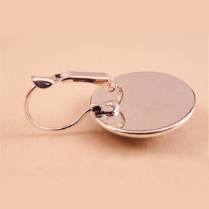 Silver leverback earring hooks with round base for DIY jewelry making and crystal glass cabs