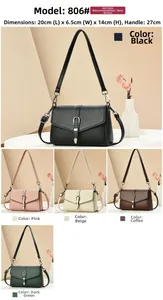 Detailed size view showing 20x6.5x14cm dimensions for the leather shoulder bag