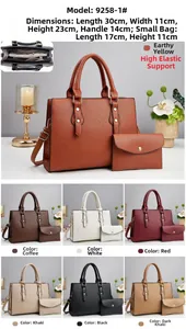 Détail d'un grand sac cabas et d'une mini pochette en cuir PU avec motif grainé litchi