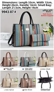 Detail view of woven check tote bag with dimensions 33x12x26cm and internal compartments