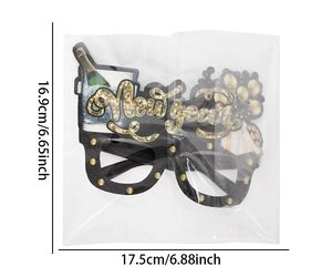 Detailed dimension guide for black and gold 2026 New Year party glasses frames