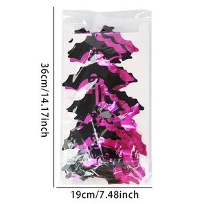 Detailed packaging view showing bat-shaped Halloween fringe curtain in purple and black