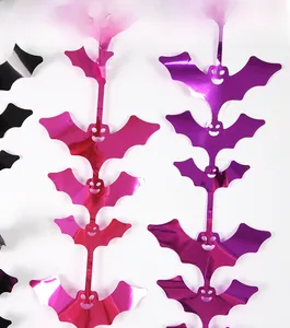 Metallic bat garland in black, purple, and magenta for Halloween wall decoration