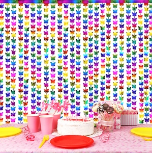 Detail of colorful butterfly foil fringe curtains for party background decoration