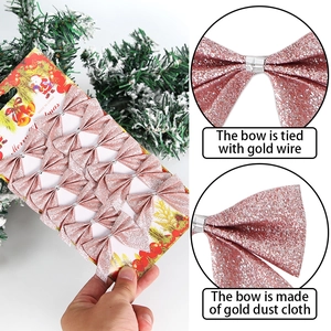 12er-Set rosa Glitzer-Weihnachtsschleifen für Baumschmuck und festliche Kränze