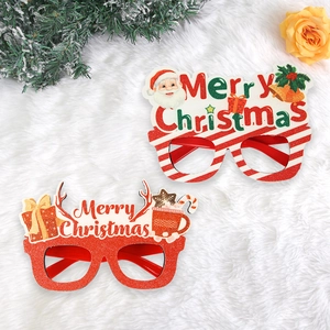 Christmas party glasses set featuring Santa Claus and reindeer horns with festive sequins