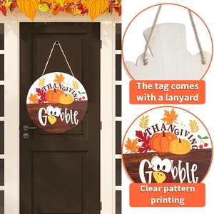 Detail showing the durable jute rope lanyard and high-definition printing on the round wood sign