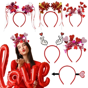 Valentine's Day Headband Heart Shaped Glitter Party Headpiece Wedding Hair Accessories For Women Romantic Holiday Decor