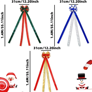 Large Christmas tree topper velvet bows with long streamers 31x140cm for home decor