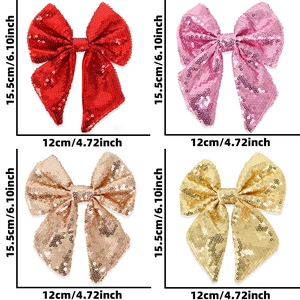 Set di fiocchi natalizi glitterati in quattro colori con guida alle misure