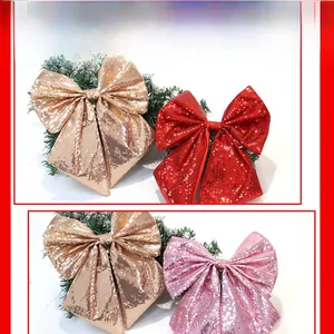 Fiocchi glitterati in oro, rosso e rosa per decorazioni di alberi di Natale e regali