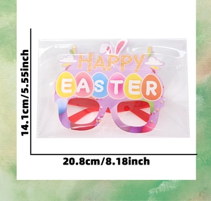 Close-up of Happy Easter glasses with bunny ears and dimensions 20.8x14.1cm
