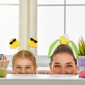 Easter plush headbands with cute yellow chicks and bunny ears for festive party decorations