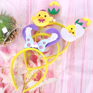 Easter headband set featuring yellow chicks, sequined eggs and bunny ears party accessories