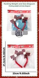 Detailed dimensions and 29.1g weight display of Christmas reindeer antler headband