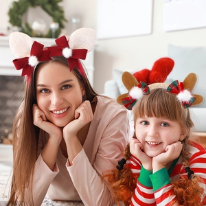 Plush Christmas reindeer antler headbands for women and children party decorations