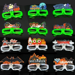 Halloween LED Luminous Glow Glasses Pumpkin Ghost Bat Pattern Funny Eyewear For Halloween Party Cosplay Decoration Props