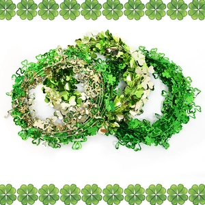 Green and gold clover garland for St. Patrick's Day courtyard and party decorations
