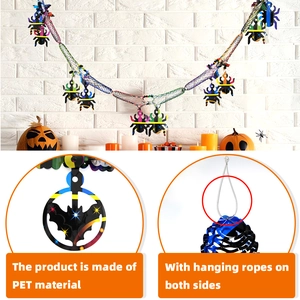 Hanging Halloween banners made of PET material with spider and bat shapes for party decor