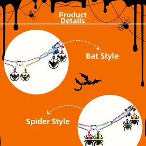 Detail of Halloween bat and spider hanging decorations with laser reflective texture