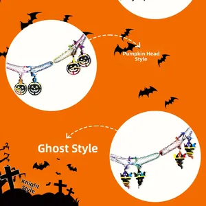 Close-up of Halloween laser paper banners featuring pumpkin and ghost hanging decorations