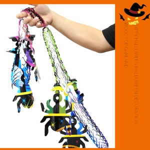 Colorful honeycomb Halloween banners featuring ghost and spider hanging decorations