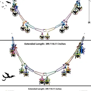Detail view of 3-meter Halloween bat and spider garland with stretched length dimensions