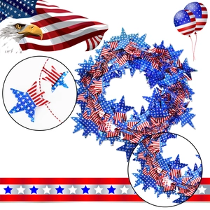 7.5m Patriotic Star Garland with Red Silver Blue Foil Stars for Independence Day Decorations