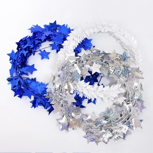 7.5m Independence Day star tinsel garland in red silver blue for Christmas party decor