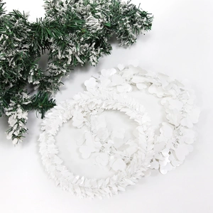 White Christmas artificial leaf and heart wreath set for festive wall and door decoration