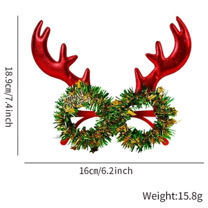 Lunettes de fête de Noël avec bois de renne rouges et décor Merry Christmas