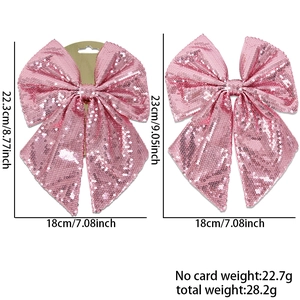 Fiocco natalizio con paillettes rosa, imbottitura in cotone e misura 18x23cm