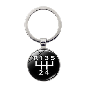 Manual Gear Shift Keychain Zinc Alloy Glass Time Gem Five Speed Gearbox Pattern Keyring Industrial Style Ornament For Car Lovers