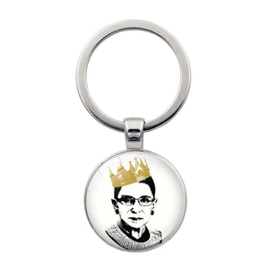 Porte-clés en Métal RBG Avec Portrait en Cabochon de Verre Alliage de Zinc Anneau Porte-clés Cadeau Justice Ginsburg Homme Femme