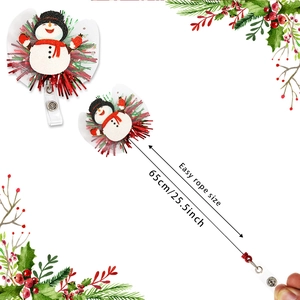 Christmas snowman retractable badge holder with 25.5-inch extendable cord functionality