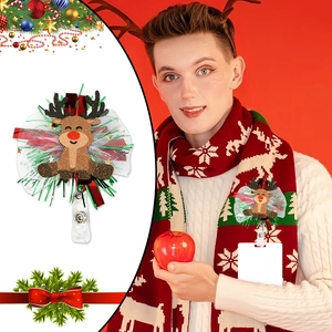 Einziehbarer Weihnachts-Rentier-Ausweishalter mit Glitzer und Pailletten für Feste