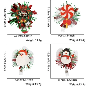 Set mit 4 weihnachtlichen Ausweishaltern mit Weihnachtsmann, Schneemann und Pailletten