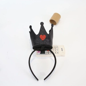 Black glitter crown headband with a sparkling red heart for party decoration and celebration