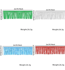 Detailed view of 2m colorful sequin fringe banners for birthday party background decor