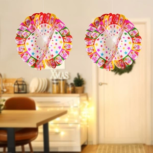 Christmas honeycomb hanging balls with Santa Claus and stars pattern for party decoration