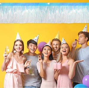 Iridescent laser foil fringe curtain backdrop for wedding party and birthday decoration