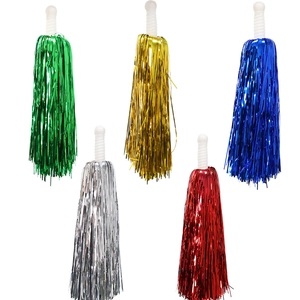 Cheerleading Pom Poms Metallic Foil With Plastic Handle Shiny Dance Performance Sports Competition Cheer Props