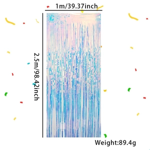 Iridescent foil fringe curtain backdrop for birthday and wedding party 1m x 2.5m
